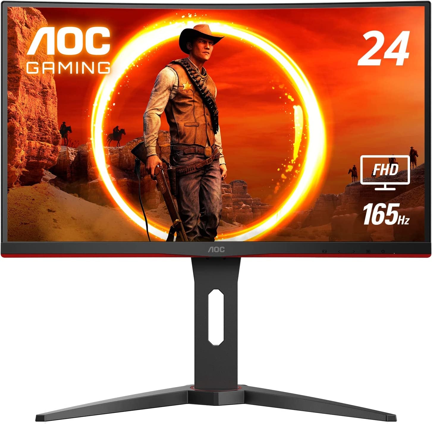 C24G1A 24" Curved Frameless Gaming Monitor, FHD 1920X1080, 1500R, VA, 1Ms MPRT, 165Hz (144Hz Supported), Freesync Premium, Height Adjustable Black