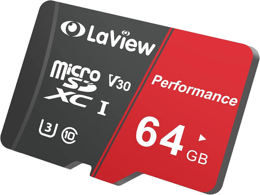 64GB Micro SD Card, Micro SDXC UHS-I Memory Card – 95Mb/S,633X,U3,C10, Full HD Video V30, A1, FAT32, High Speed Flash TF Card P500 for Computer with Adapter/Phone/Tablet/Pc