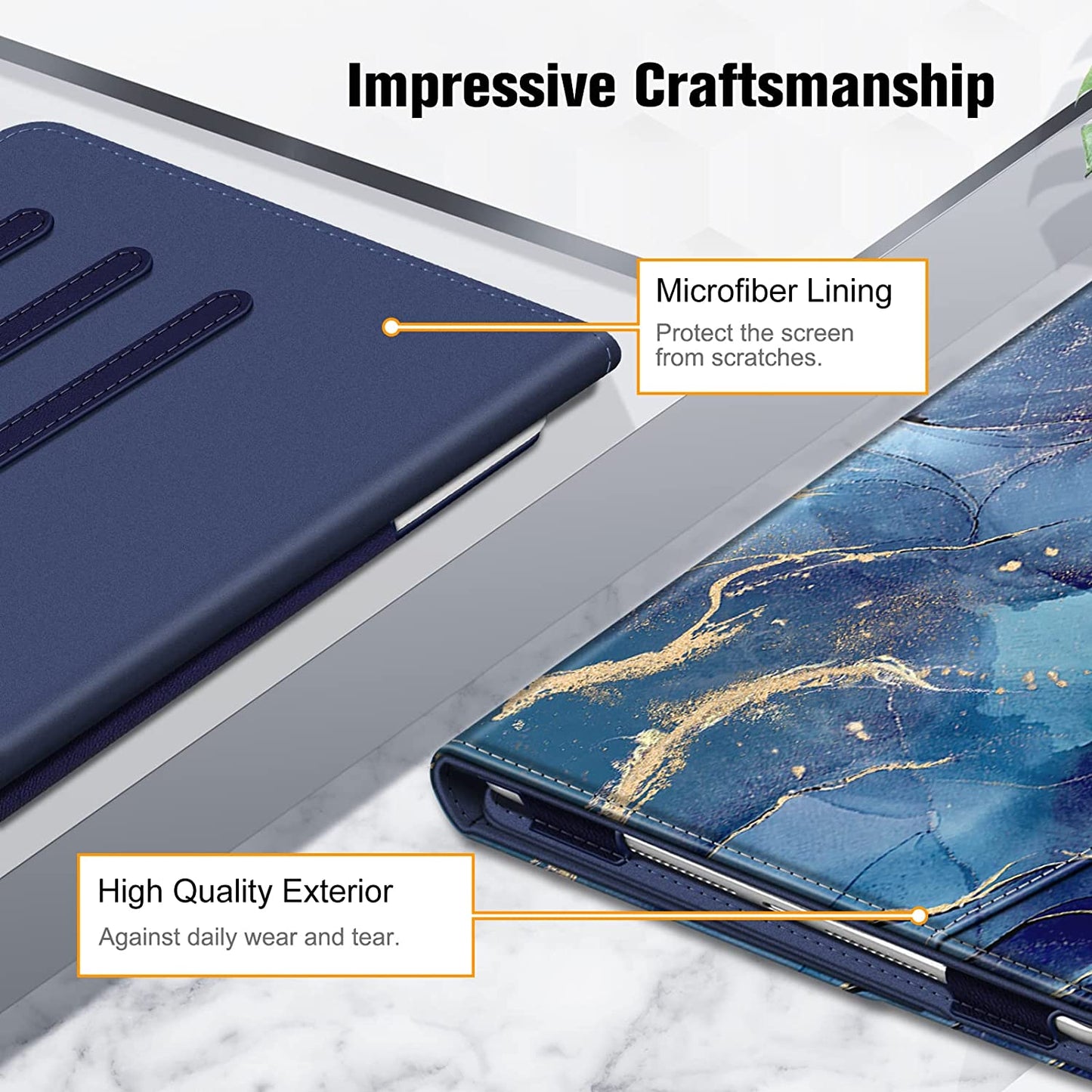 Case for Ipad 9Th / 8Th / 7Th Generation (2021/2020/2019) 10.2 Inch - [Corner Protection] Multi-Angle Viewing Stand Cover with Pocket & Pencil Holder, Auto Sleep Wake, Ocean Marble