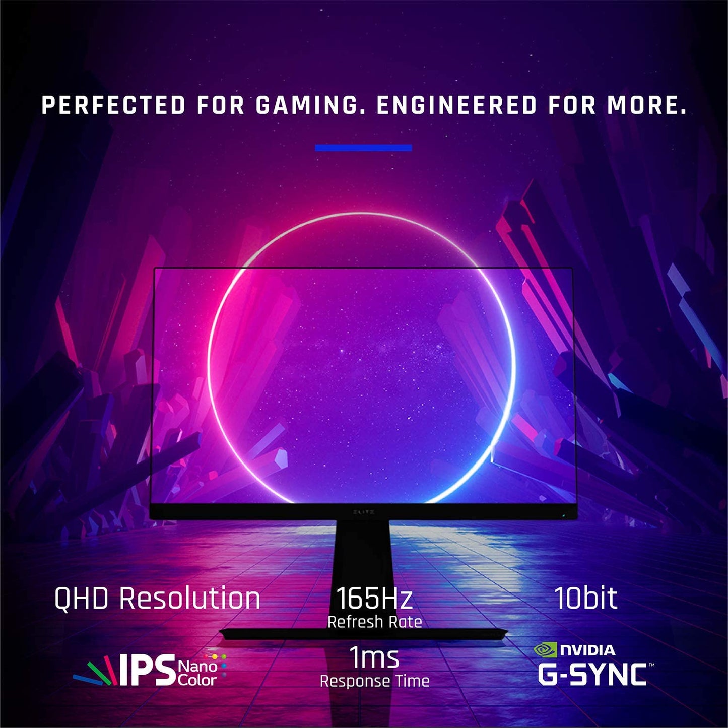 ELITE XG270QG 27 Inch 1440P 1Ms 165Hz Gaming Monitor with GSYNC, IPS Nano Color, Elite Design Enhancements and Advanced Ergonomics for Esports