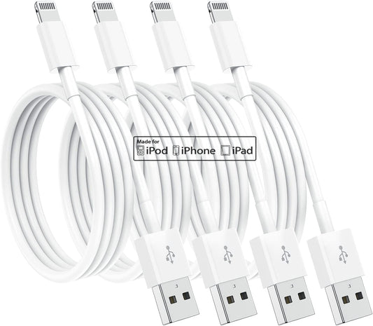 4 Pack [Apple Mfi Certified] Apple Charging Cables 3Ft, Iphone Chargers Lightning Cable 3 Foot, Fast Iphone Charging Cord for Iphone 14/14Pro/13/13Pro/12/11/11Pro/11Max/ X/XS/XR/XS Max/8, Ipad(White)