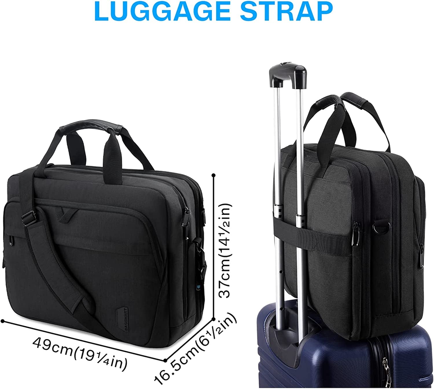 17.3 Inch Laptop Bag, Expandable Computer Bag Laptop Briefcase Men Women,Laptop Shoulder Bag,Work Bag Business Travel Office, Black